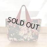 花柄綿麻バック